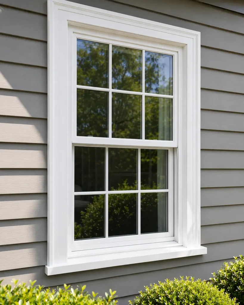 Double-hung vinyl replacement window, both sashes operable