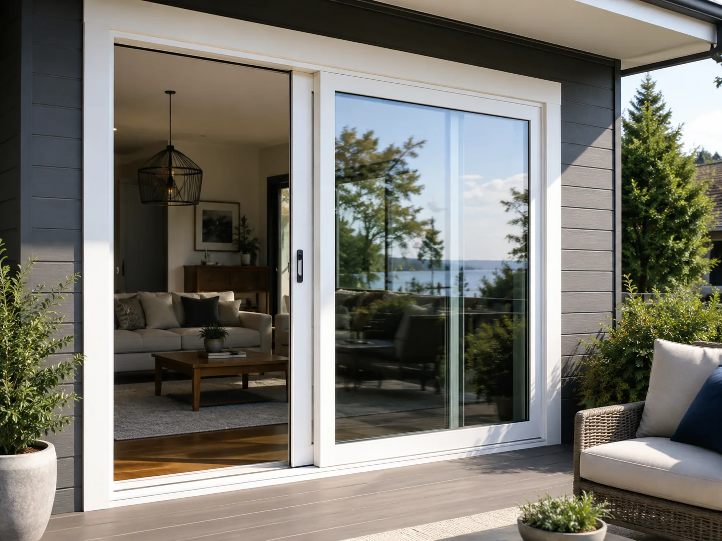 New sliding patio door installed by Everguard Exteriors