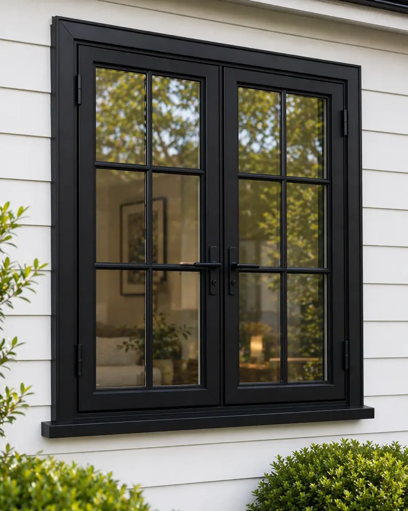 Pair of casement replacement windows with colonial grids
