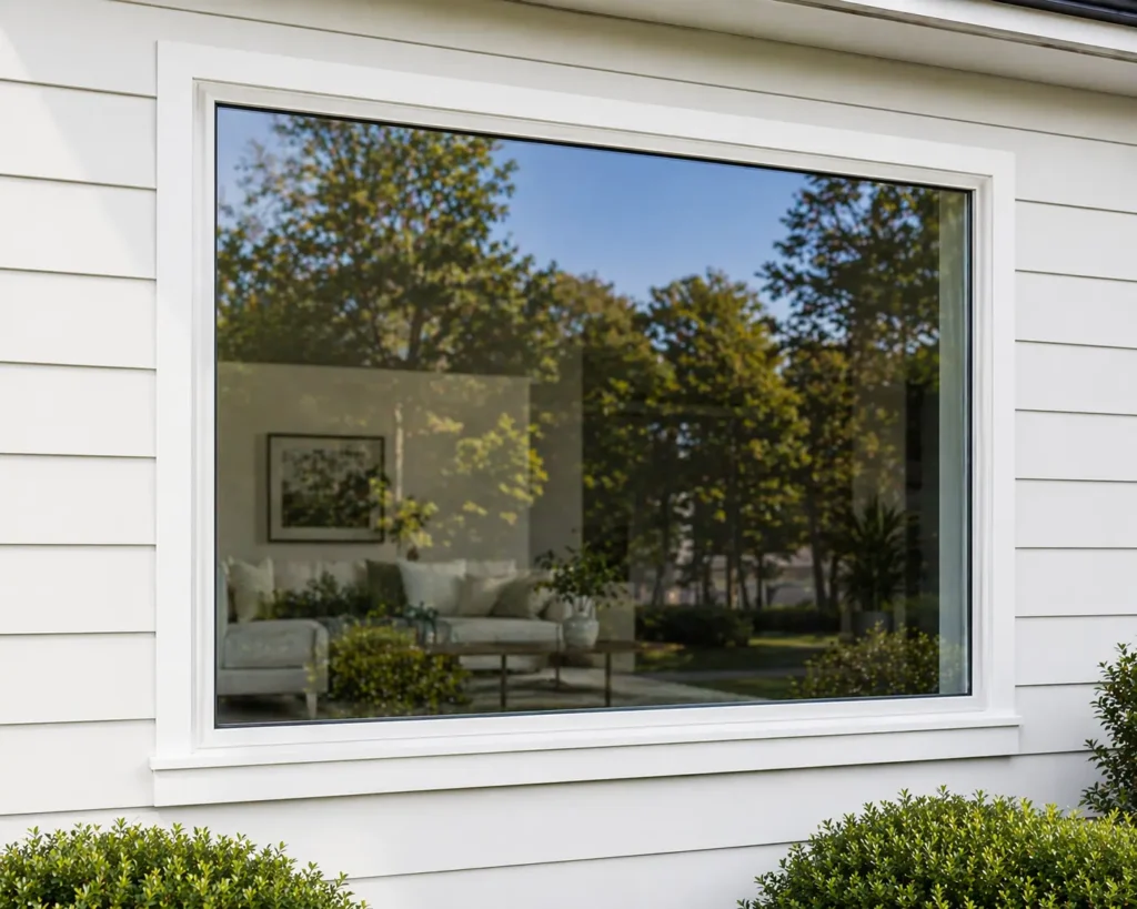 Fixed picture replacement window with an unbroken view